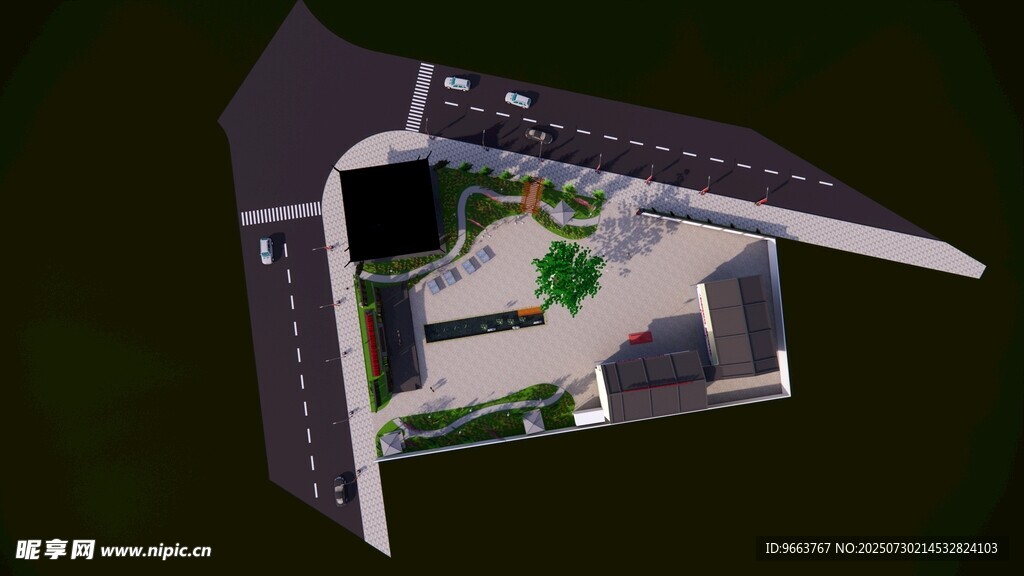 现代建筑鸟瞰效果图