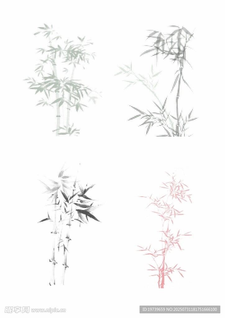 水墨风手绘竹子插画集合