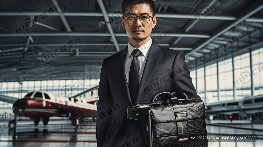 商务男人带黑细框眼镜全身