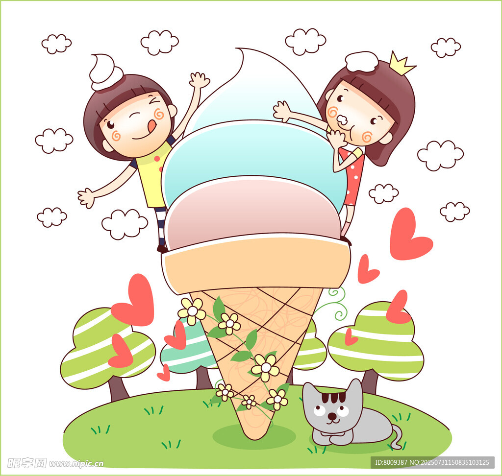 童趣冰淇淋与可爱萌宠