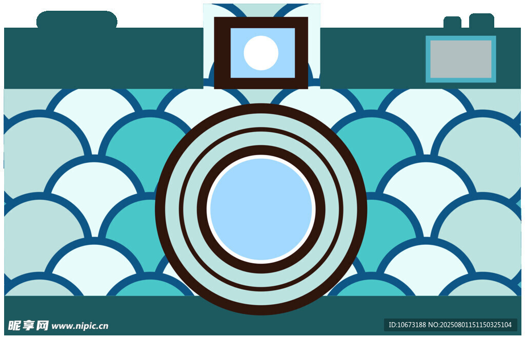 相机图标与波纹背景图案