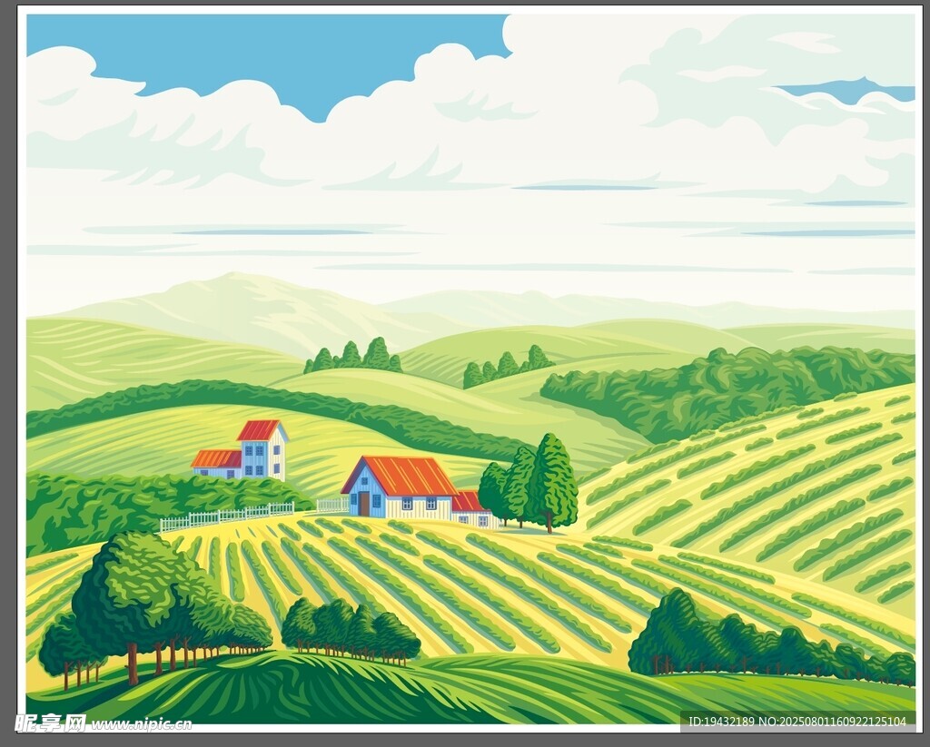 田园风光中的农忙景象