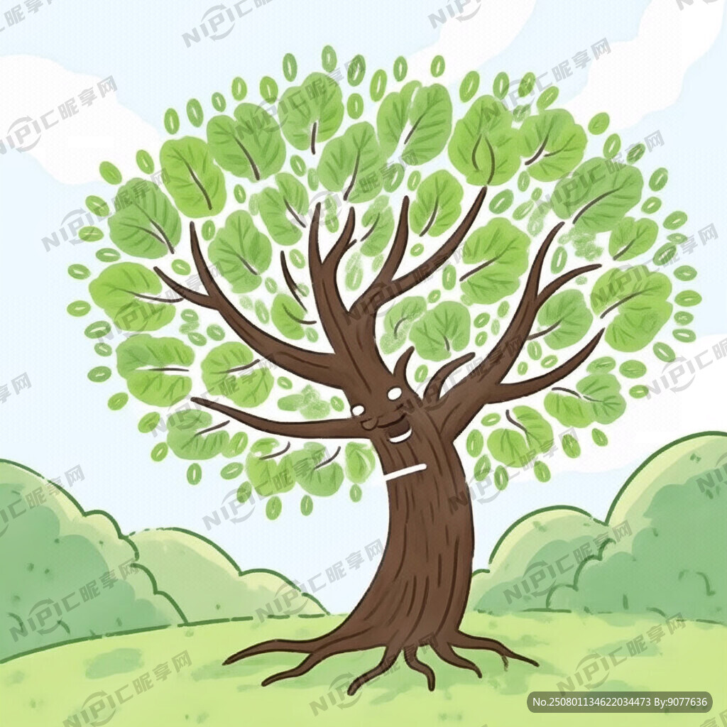 简单的线条组合成拟人版的榕树吉