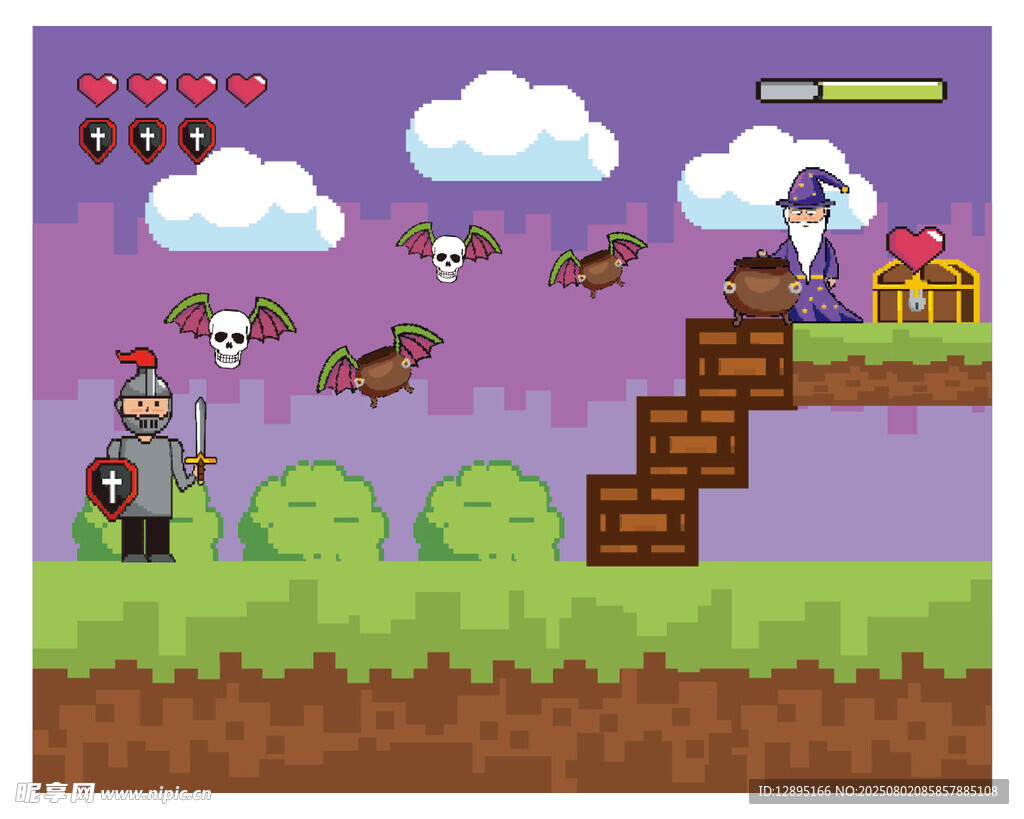 复古像素风格横版冒险游戏画面