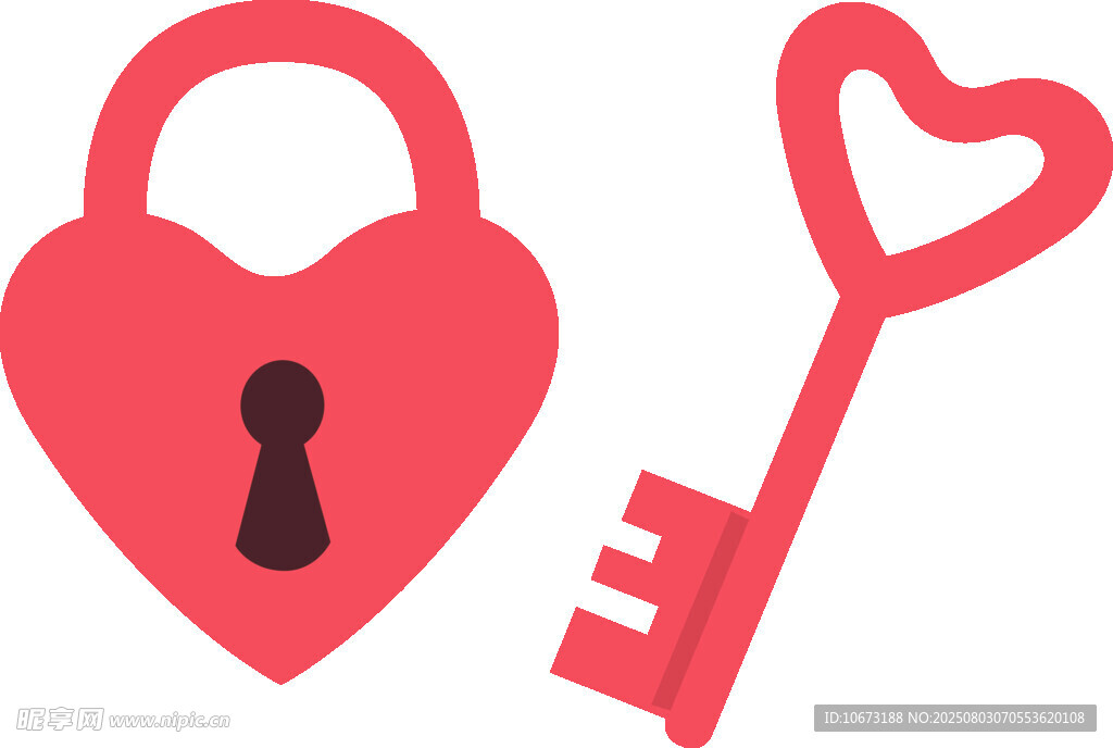 爱心锁与钥匙图案设计