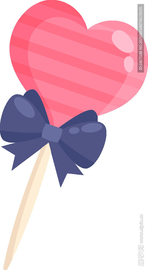 粉色爱心棒棒糖带蓝蝴蝶结