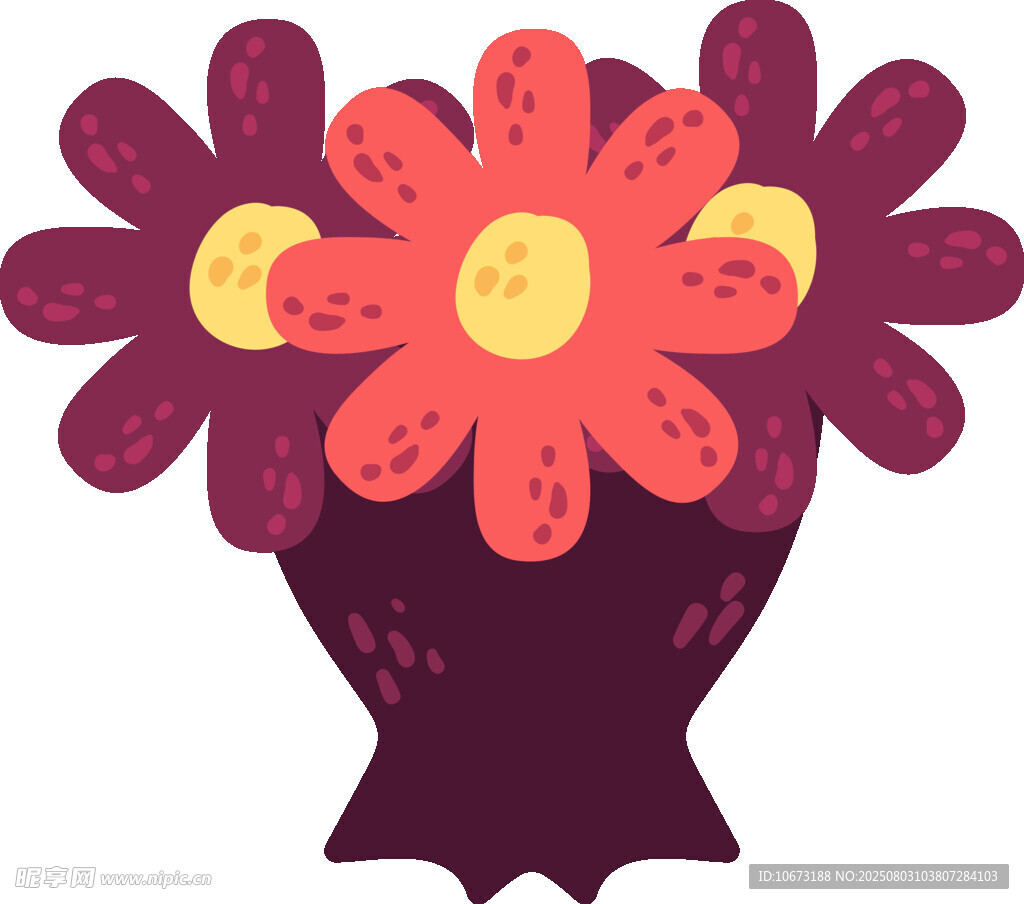 花瓶插着多彩花朵