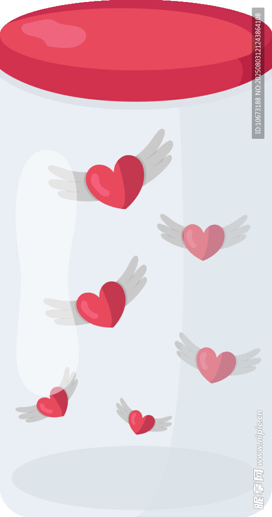 爱心带翼飘出玻璃罐