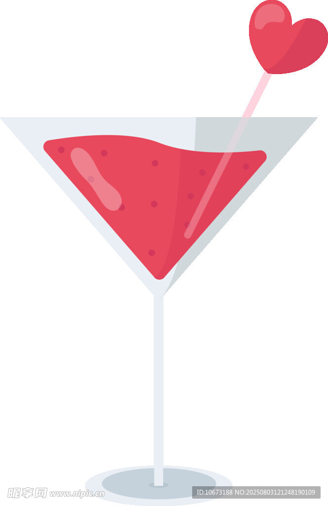 心形装饰的红色鸡尾酒