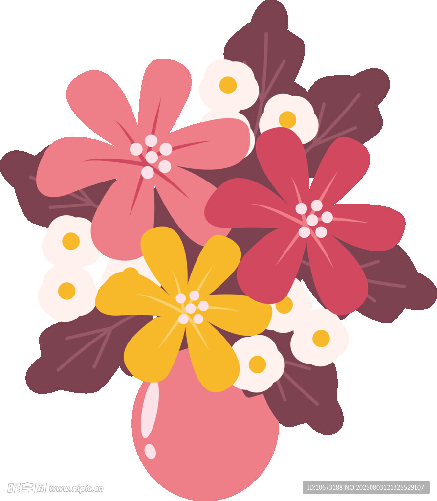 花瓶中的多彩花卉组合