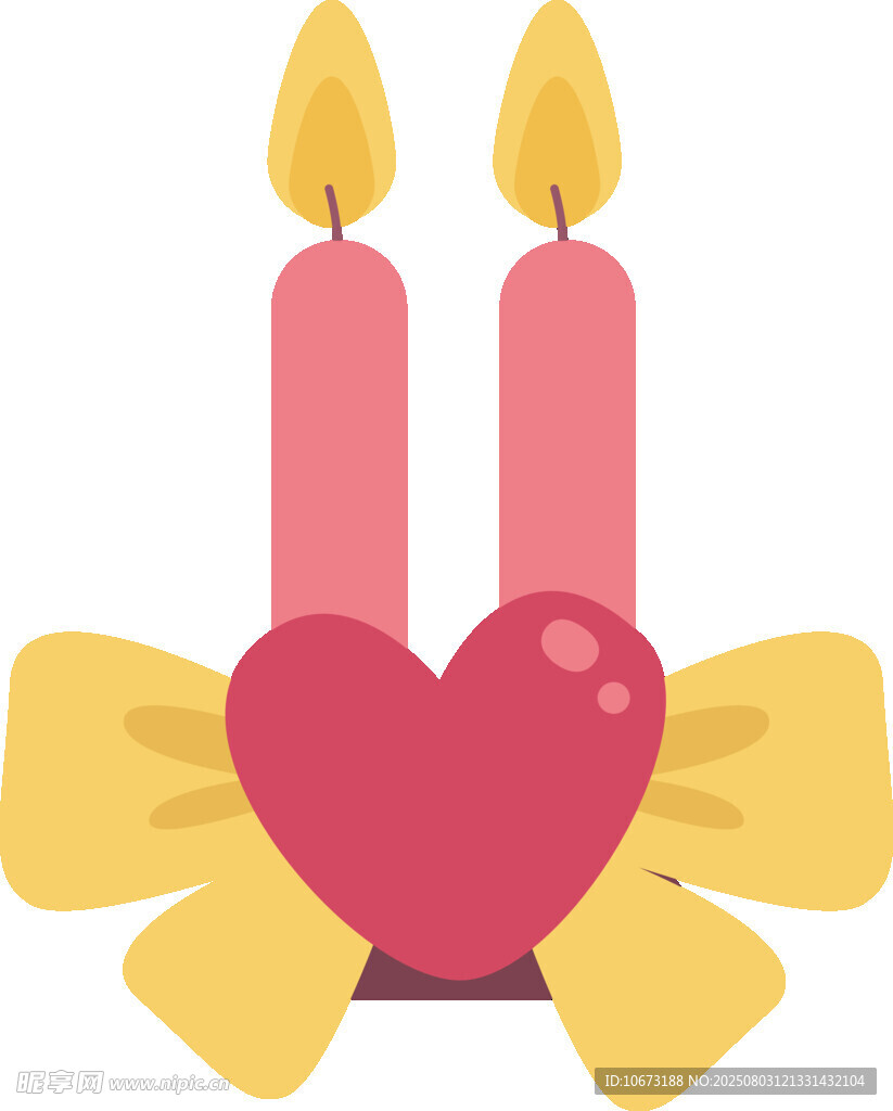 心形装饰的浪漫蜡烛