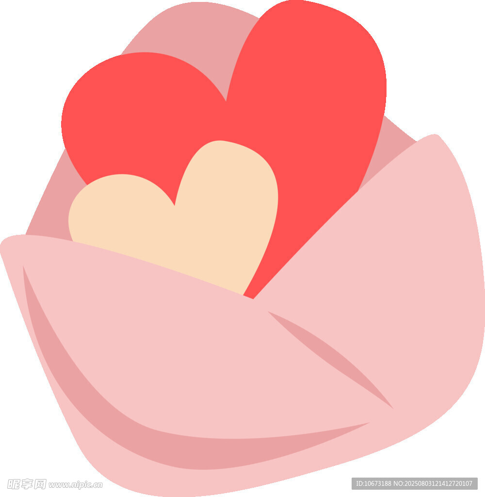 粉色包裹中的多彩爱心