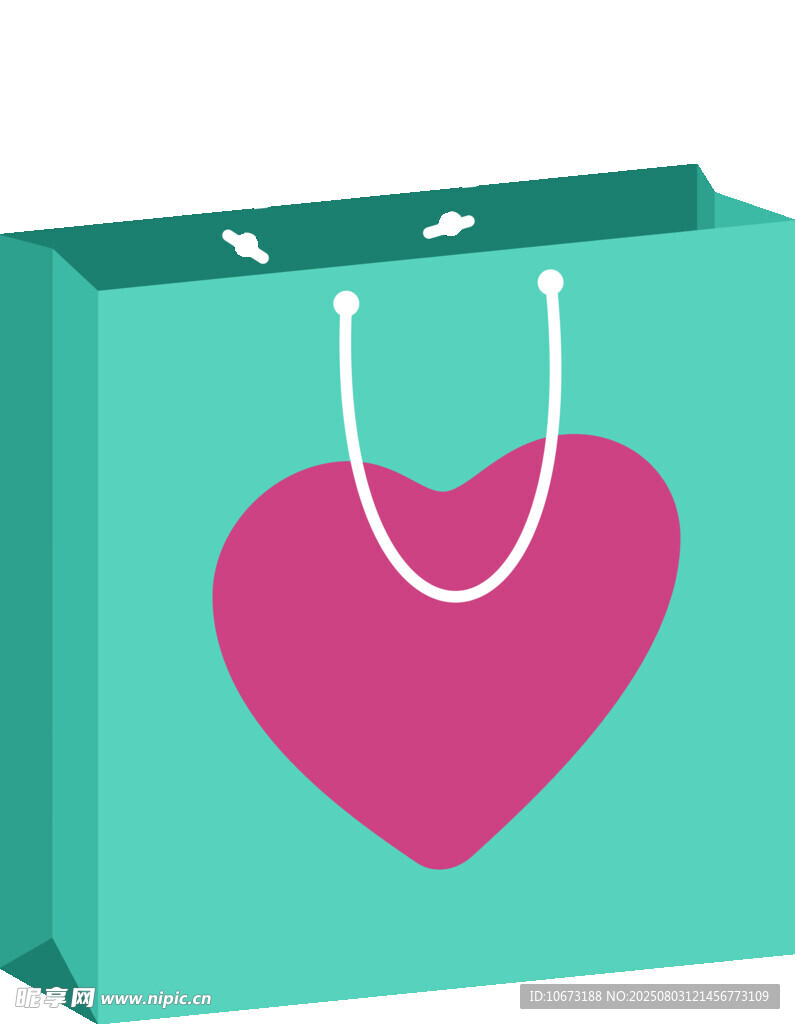 爱心图案的绿色购物袋