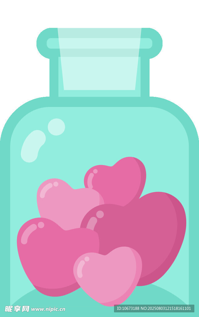 玻璃瓶中的爱心糖果