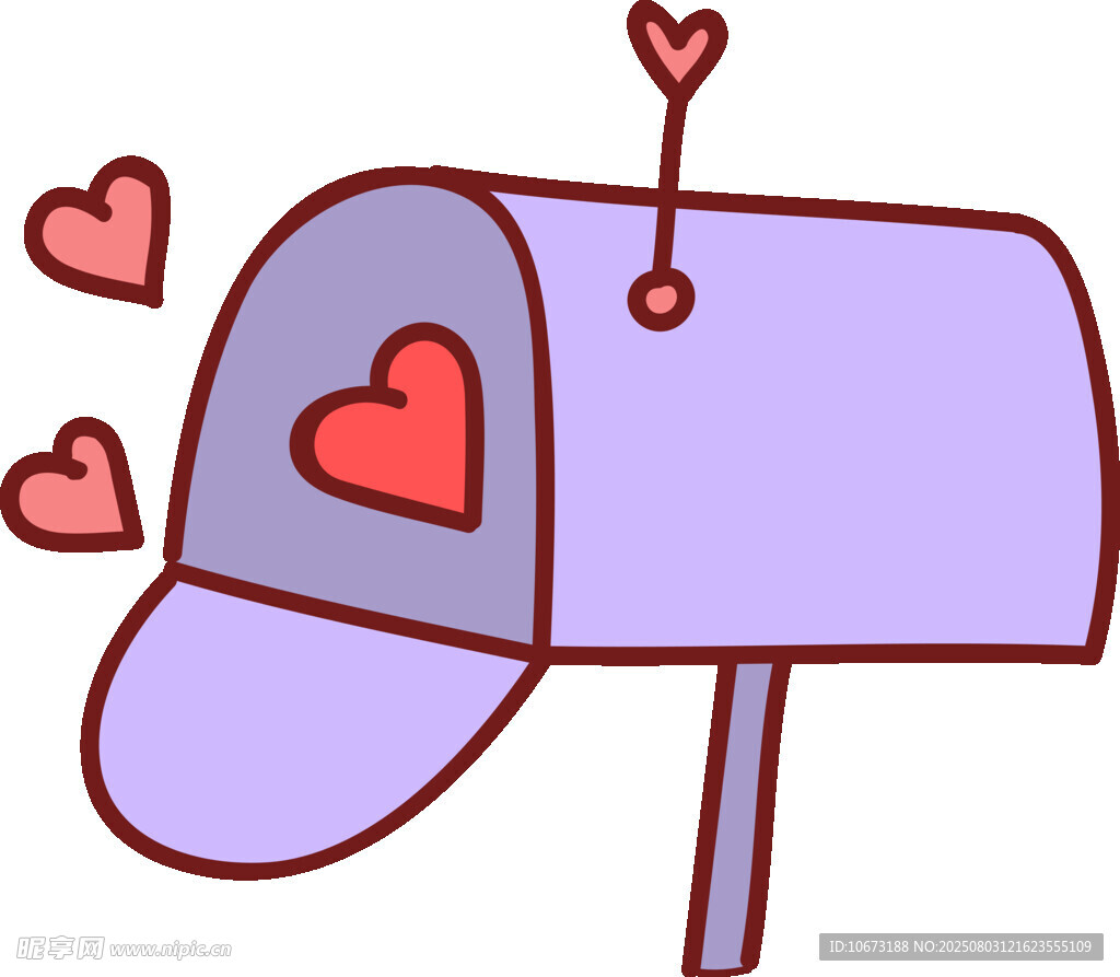 爱心装饰的可爱紫色邮箱