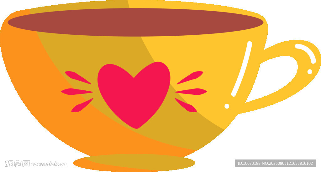 爱心茶杯插画