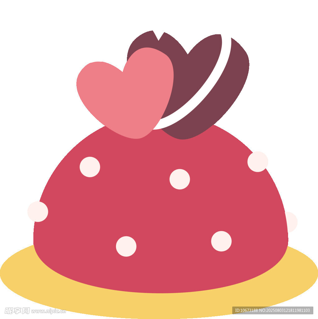 可爱红心波点小蛋糕