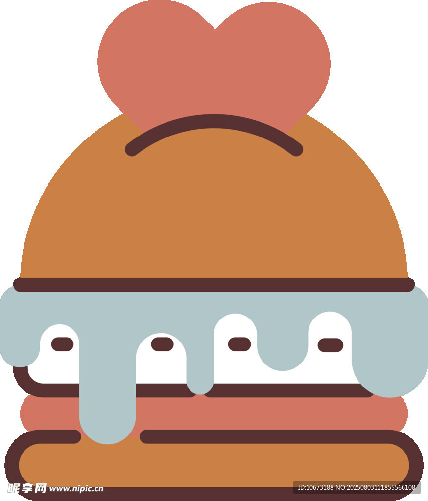 爱心顶的美味卡通汉堡