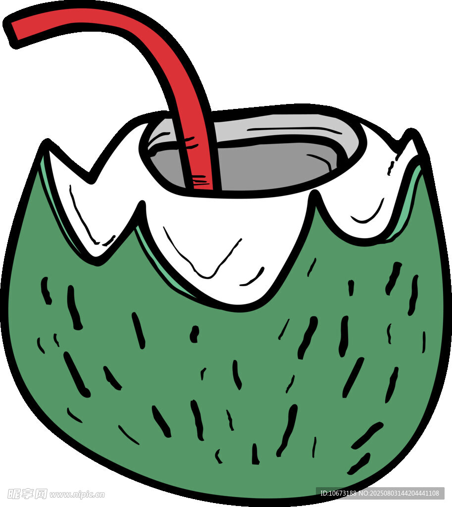 卡通椰子饮品插画