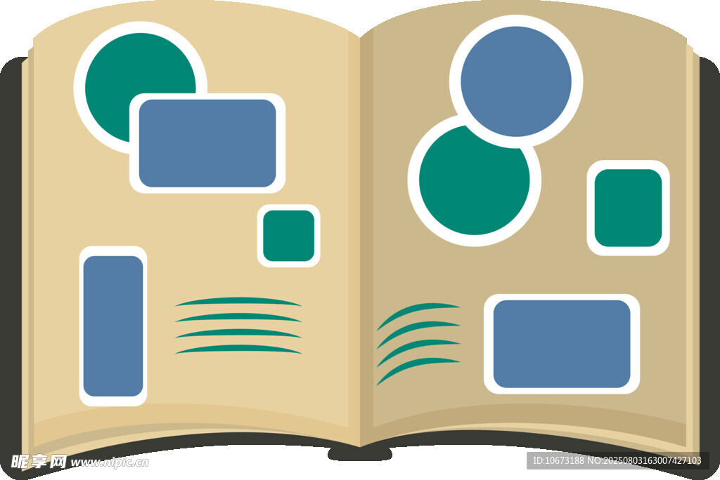 翻开的书与多样图形