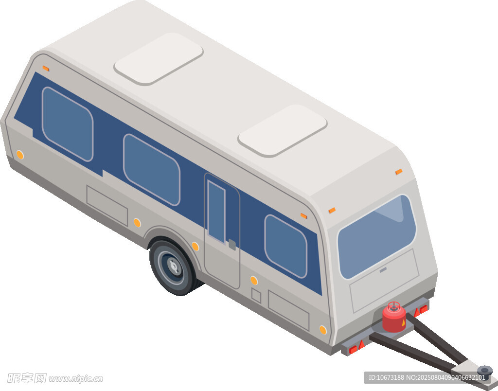 白色拖挂式房车模型