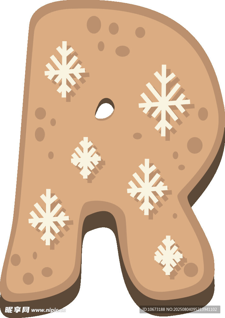 姜饼字母R饰以雪花