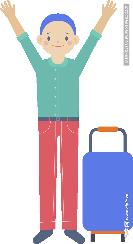 准备旅行的开心男子