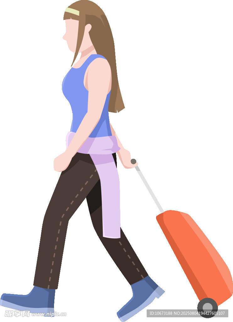 拉行李箱出行的时尚女士