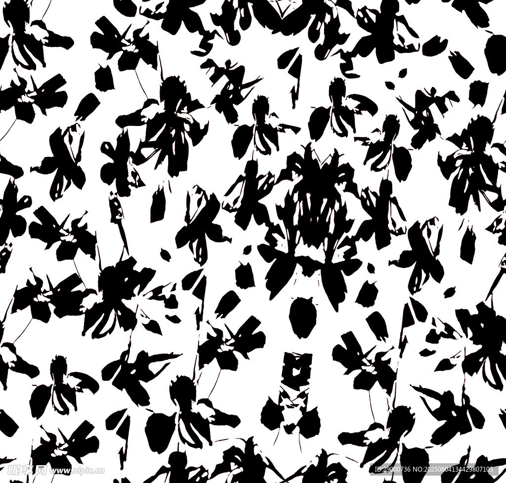 黑白水墨风植物图案纹理