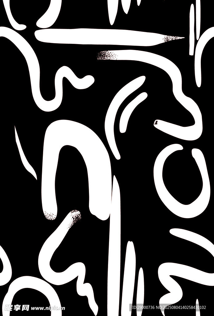 黑白抽象线条艺术图案