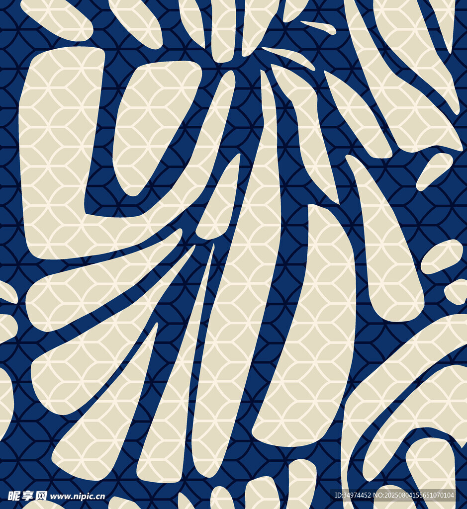 蓝白抽象花纹图案设计