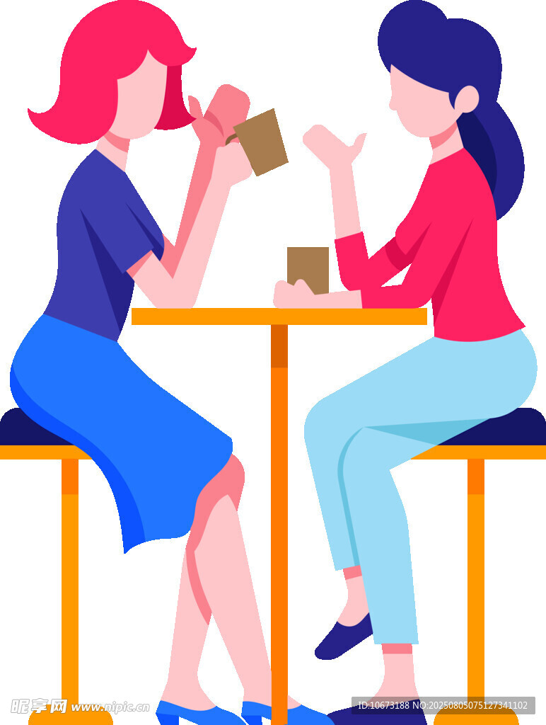 闺蜜桌边惬意喝咖啡