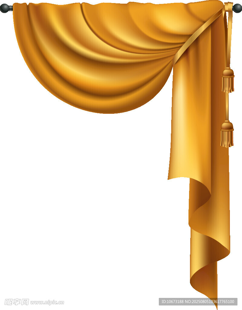 金色垂坠窗帘装饰图