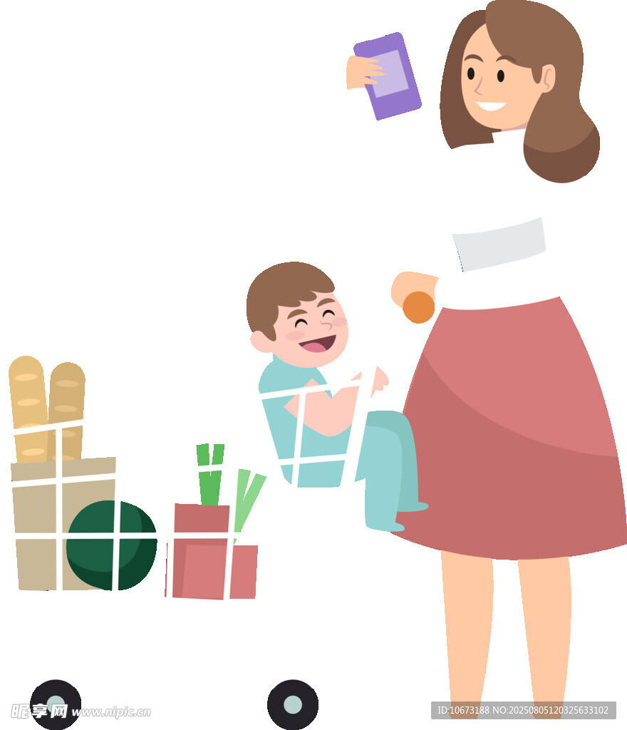 妈妈带娃购物欢乐瞬间