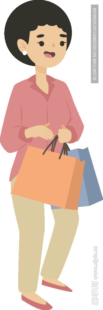 女子开心拎着购物袋