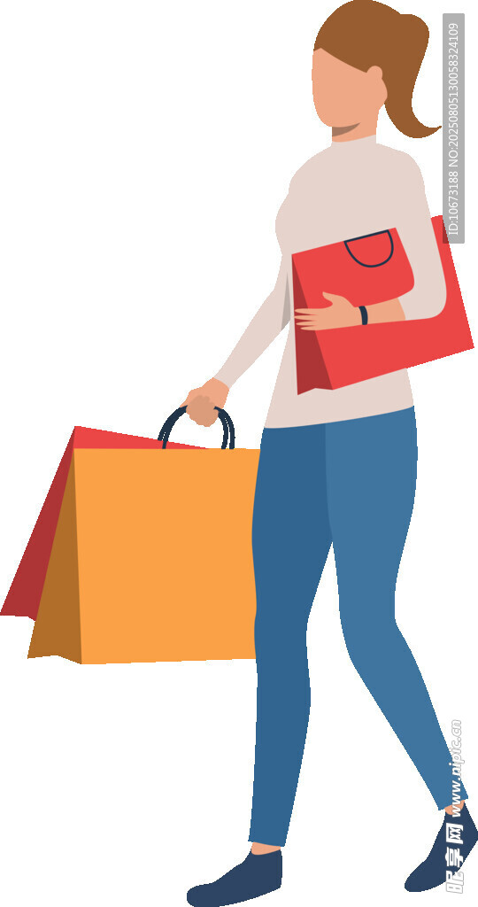 购物女子手提袋抱文件夹