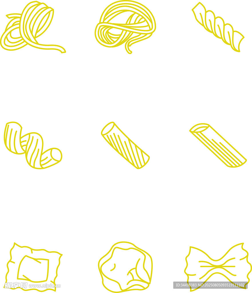 各式意大利面图标集合