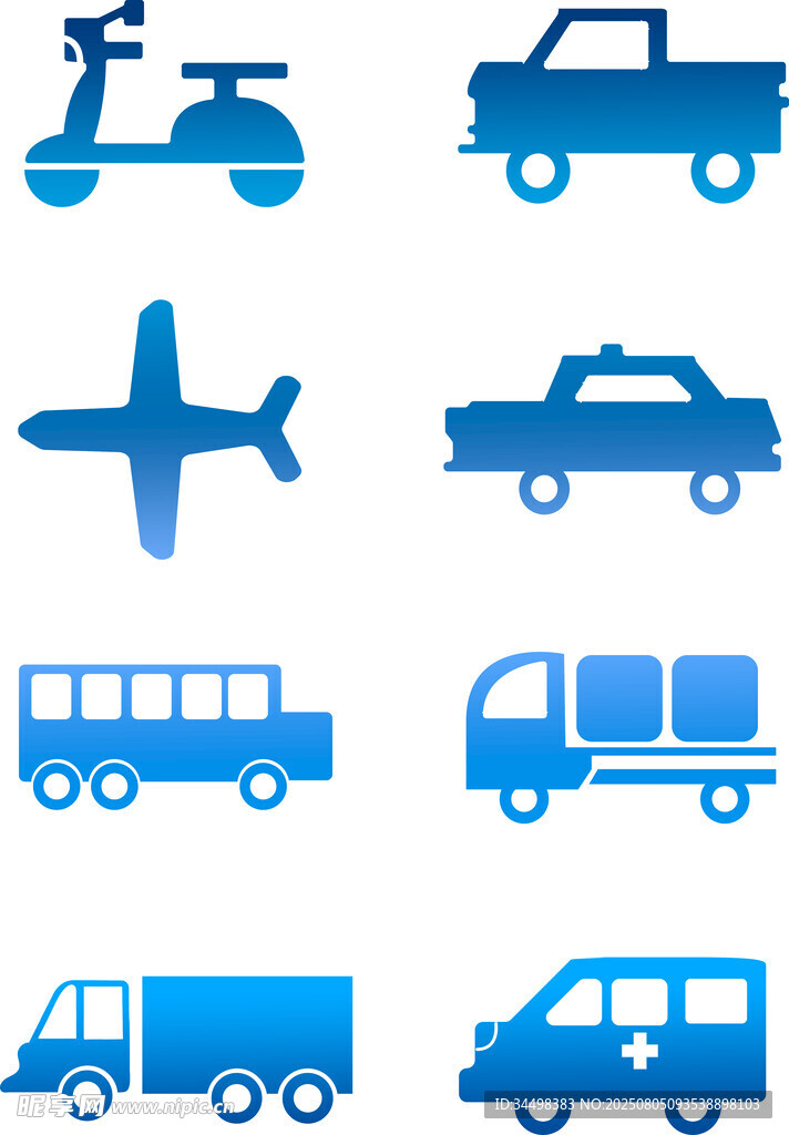 多样交通工具图标集合
