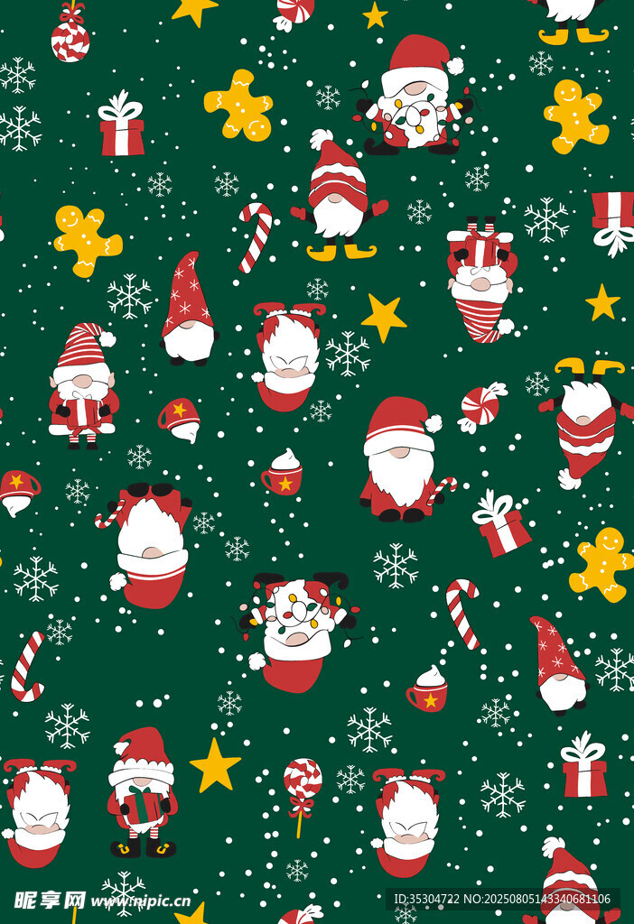  圣诞老人 绿色 雪花 铃铛 
