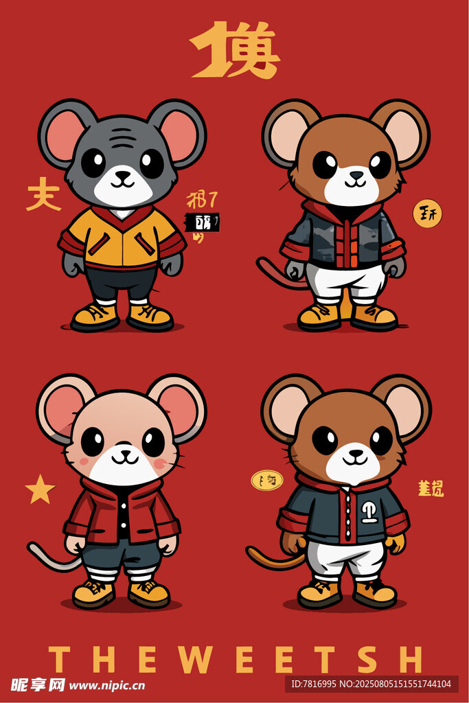 鼠年卡通形象贺岁插画