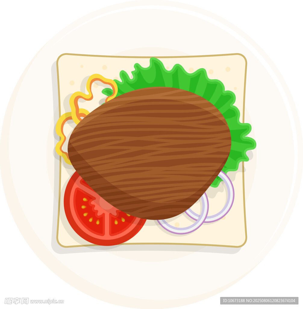 美味牛排三明治插画