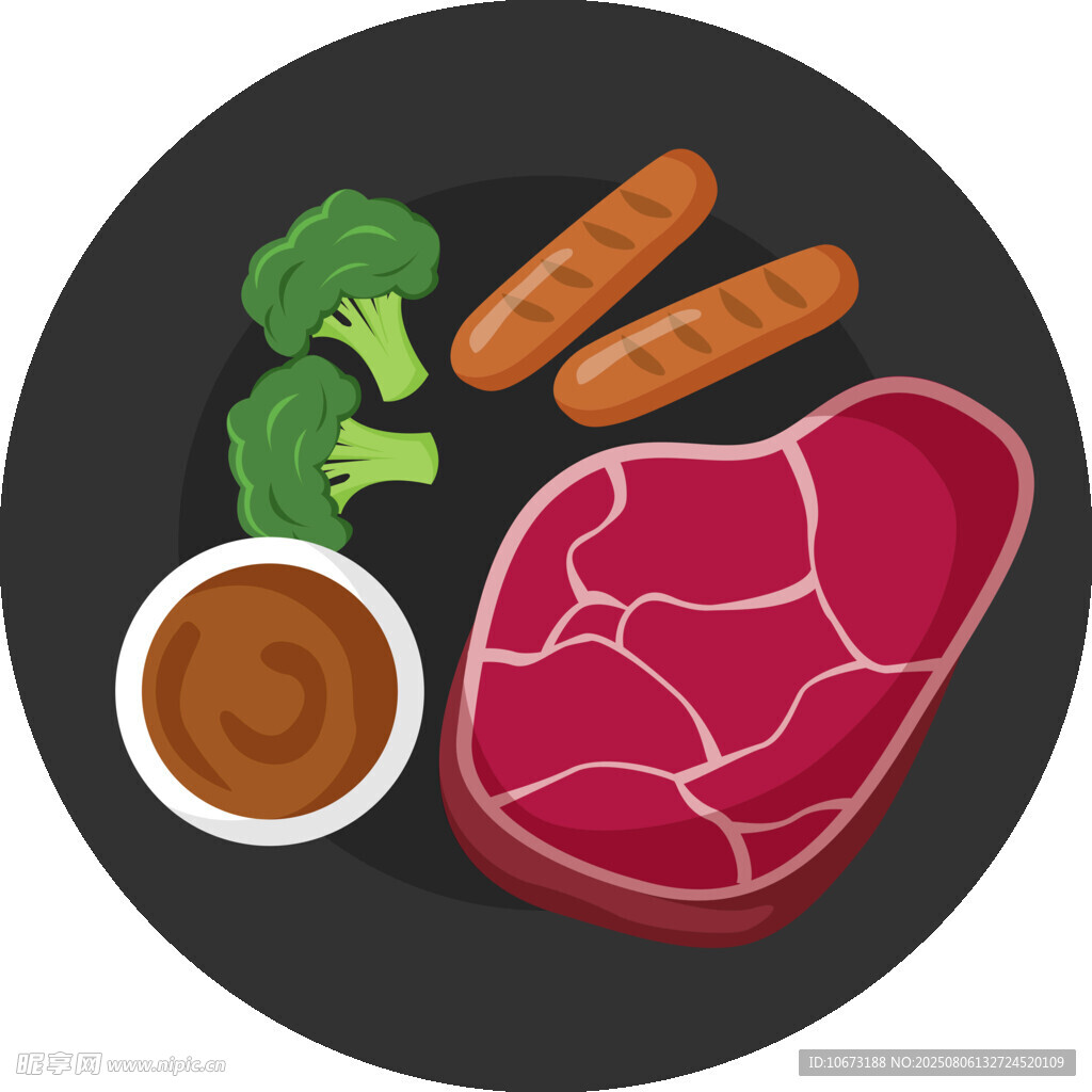 牛排套餐配蔬菜与酱料