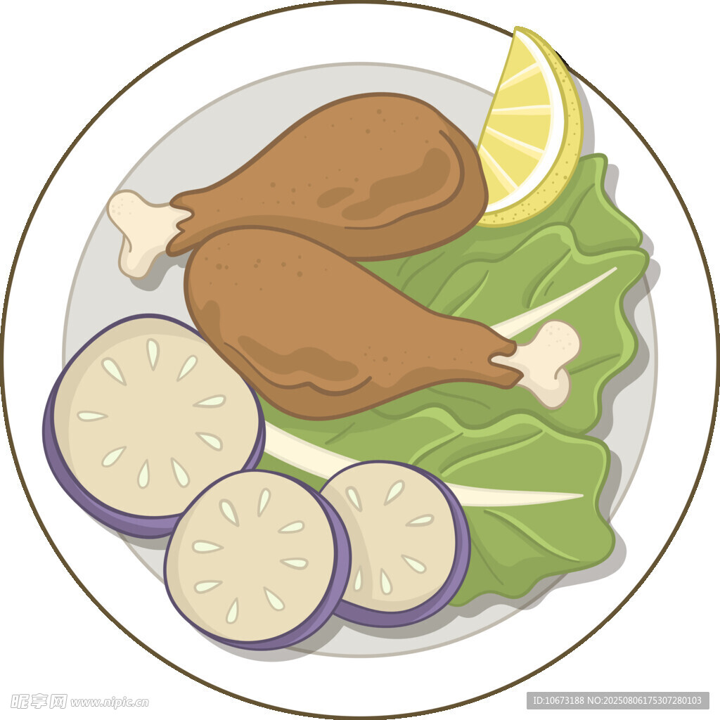 柠檬烤鸡腿配紫茄子