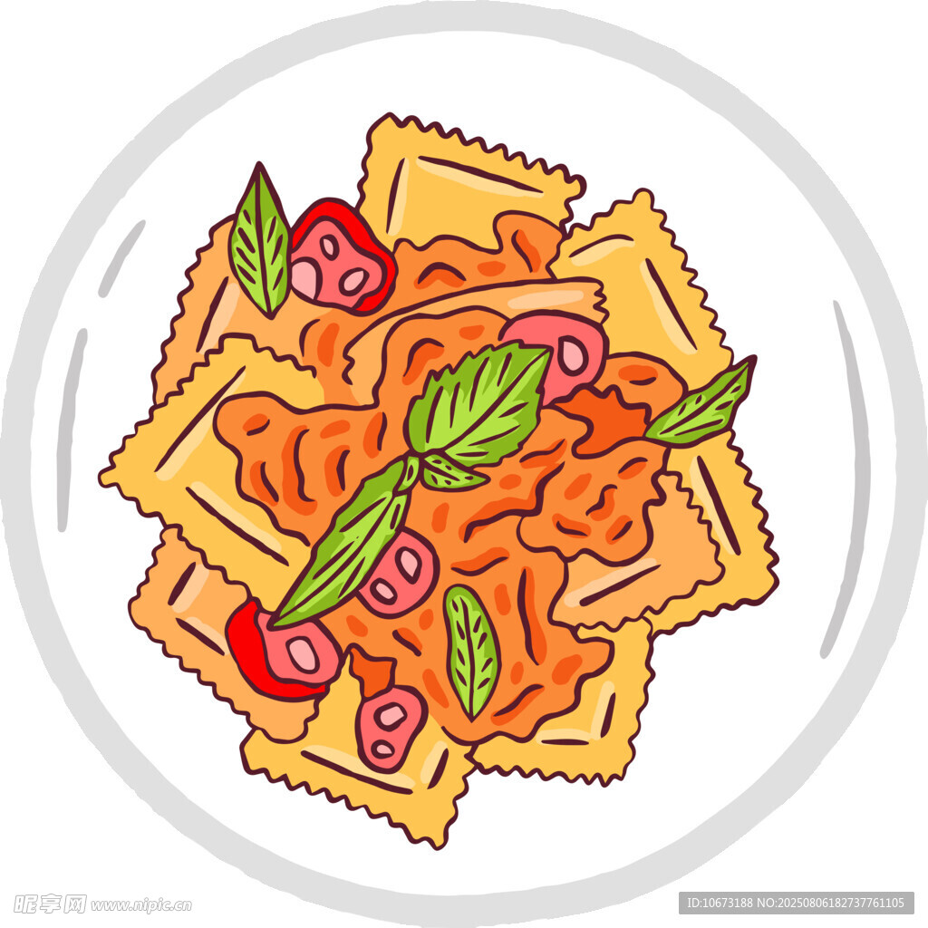 美味意大利千层面插画