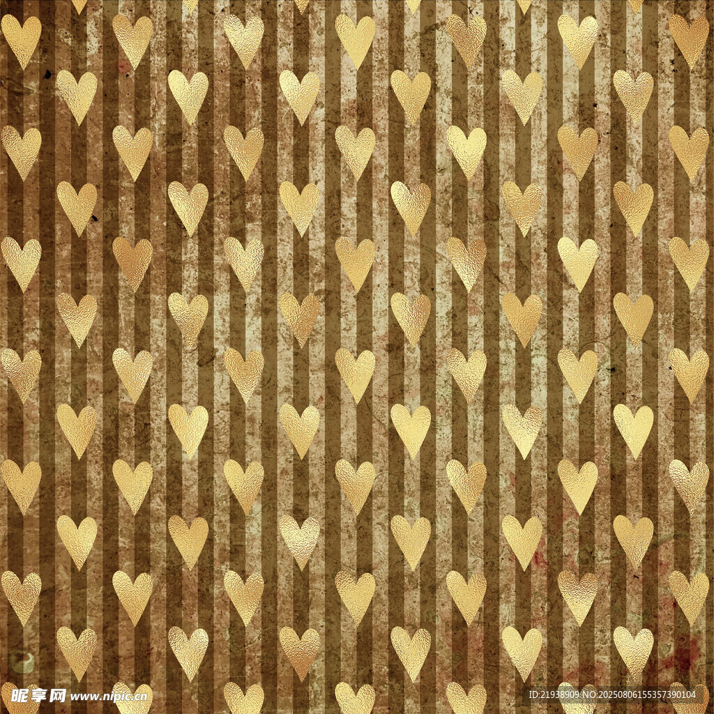 金色心形条纹背景图案