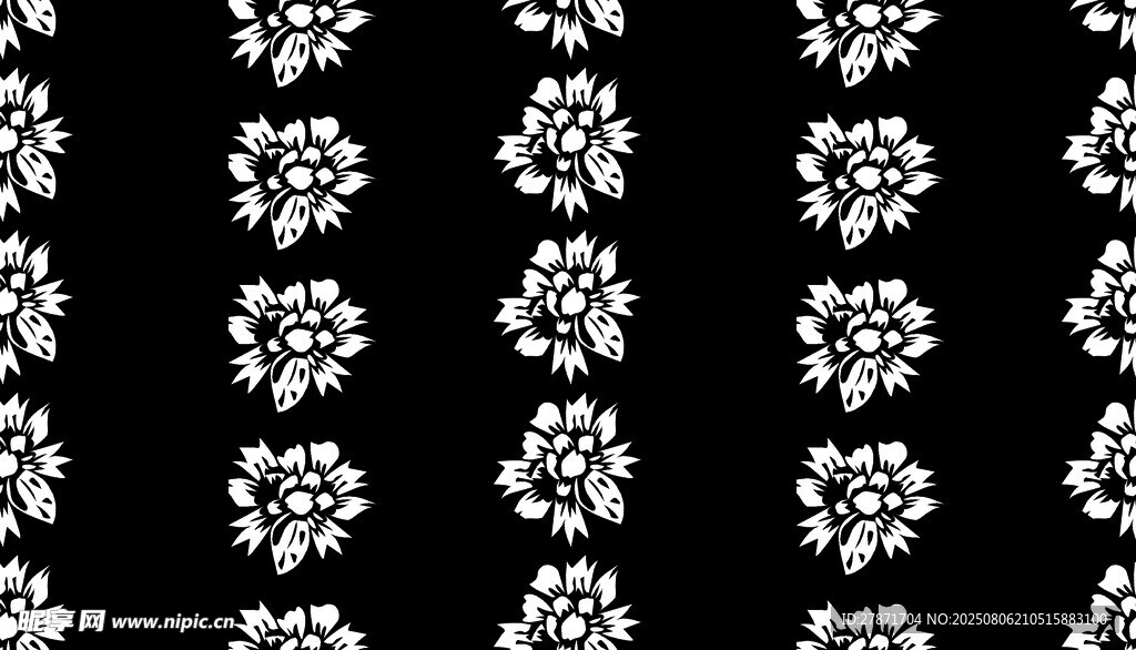 黑白花卉无缝图案纹理