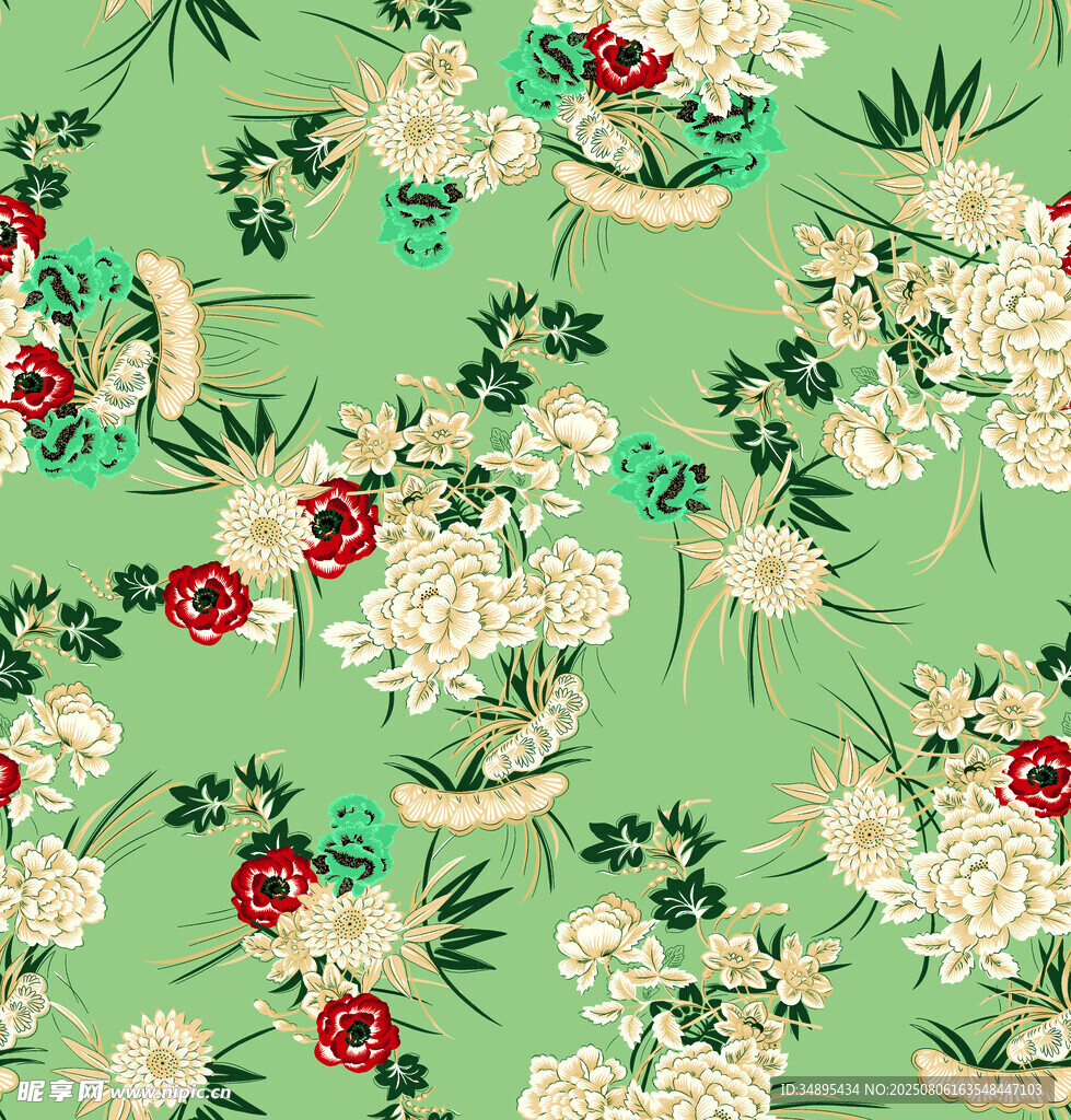 热带花  手绘花 