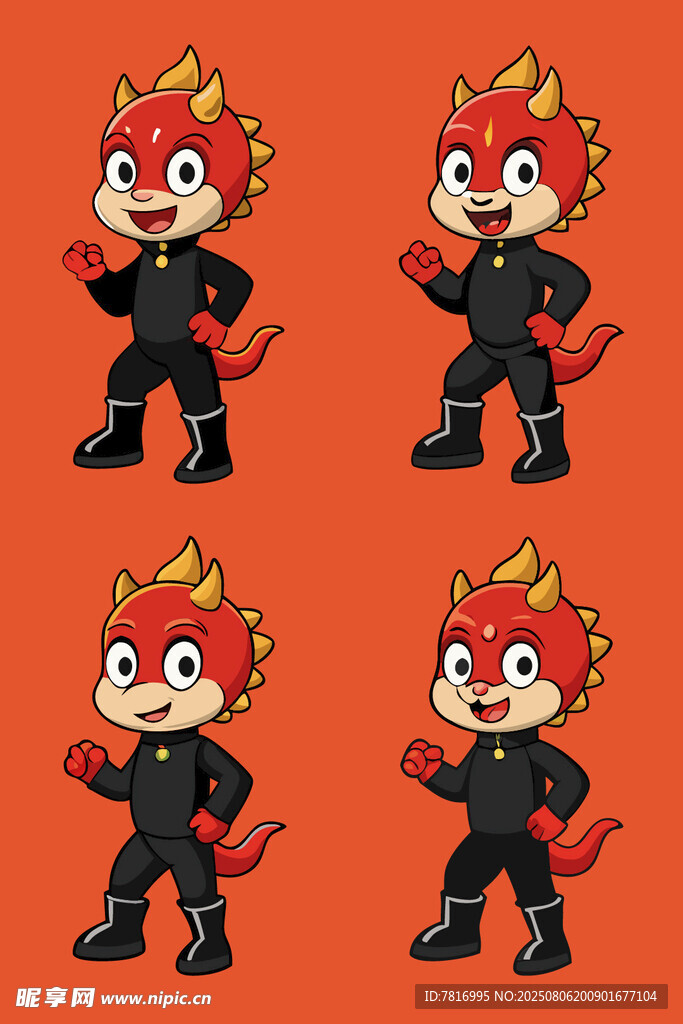 龙娃娃 火焰发型的卡通角色造型