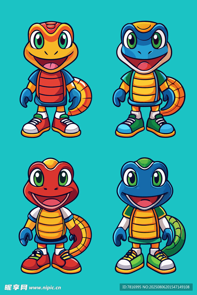多彩卡通蜥蜴角色形象