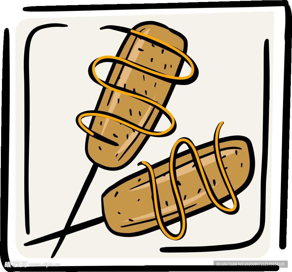 卡通风格烤肠插画